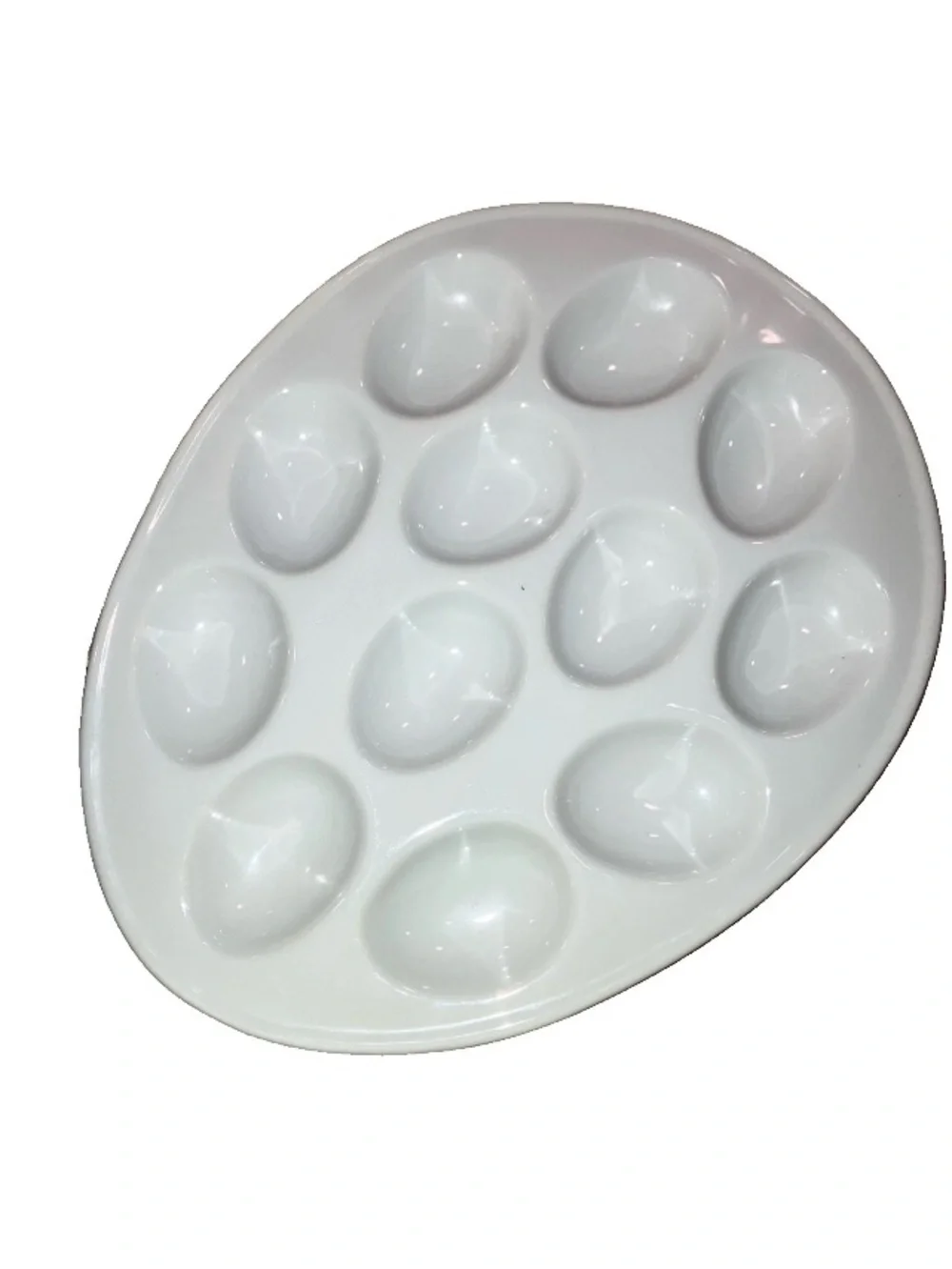 BIA Cordon Bleu White Porcelain Deviled Egg Plate Oval Serving Platter 12 Eggs.
